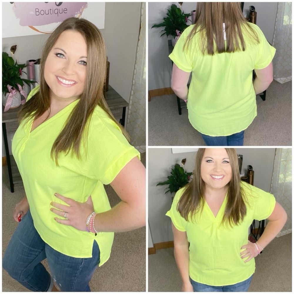 Neon Yellow Dreams Dressy Tee - Picture 2 of 10